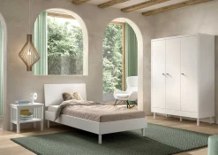 Kleiderschrank Forrest - 3 Türen - Massivholz Buche - weiß