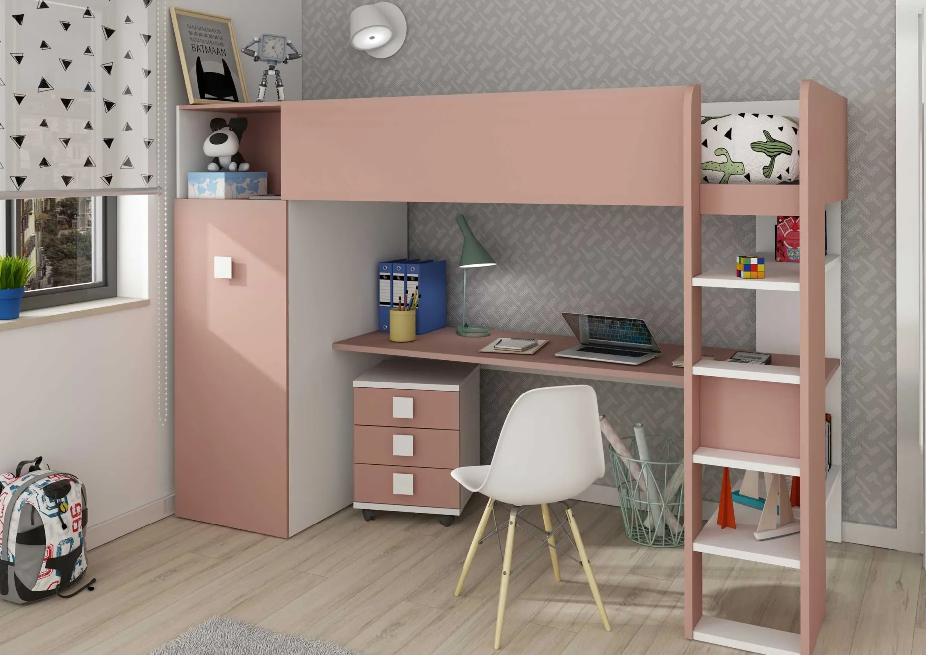 Kleiderschrank für Hochbett Jet - altrosa