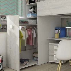 Kleiderschrank für Hochbett Jet - weiß