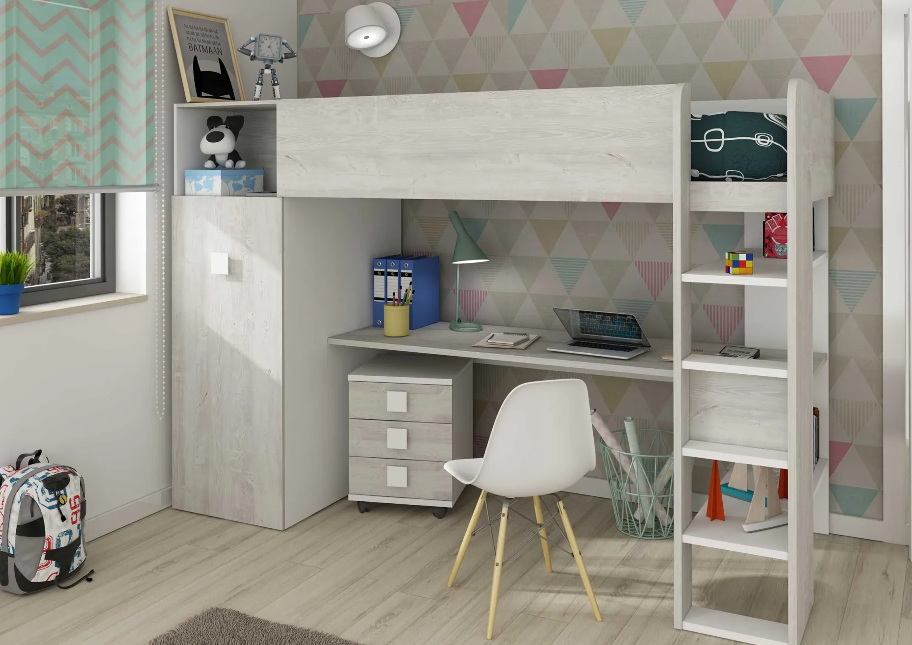 Kleiderschrank für Hochbett Jet - weiß