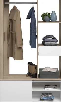 Kleiderschrank Ghislain 1 Tür und 1 Schublade - Japanische Eiche/Weiß