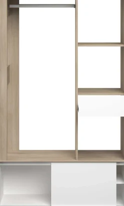 Kleiderschrank Ghislain 1 Tür und 1 Schublade - Japanische Eiche/Weiß