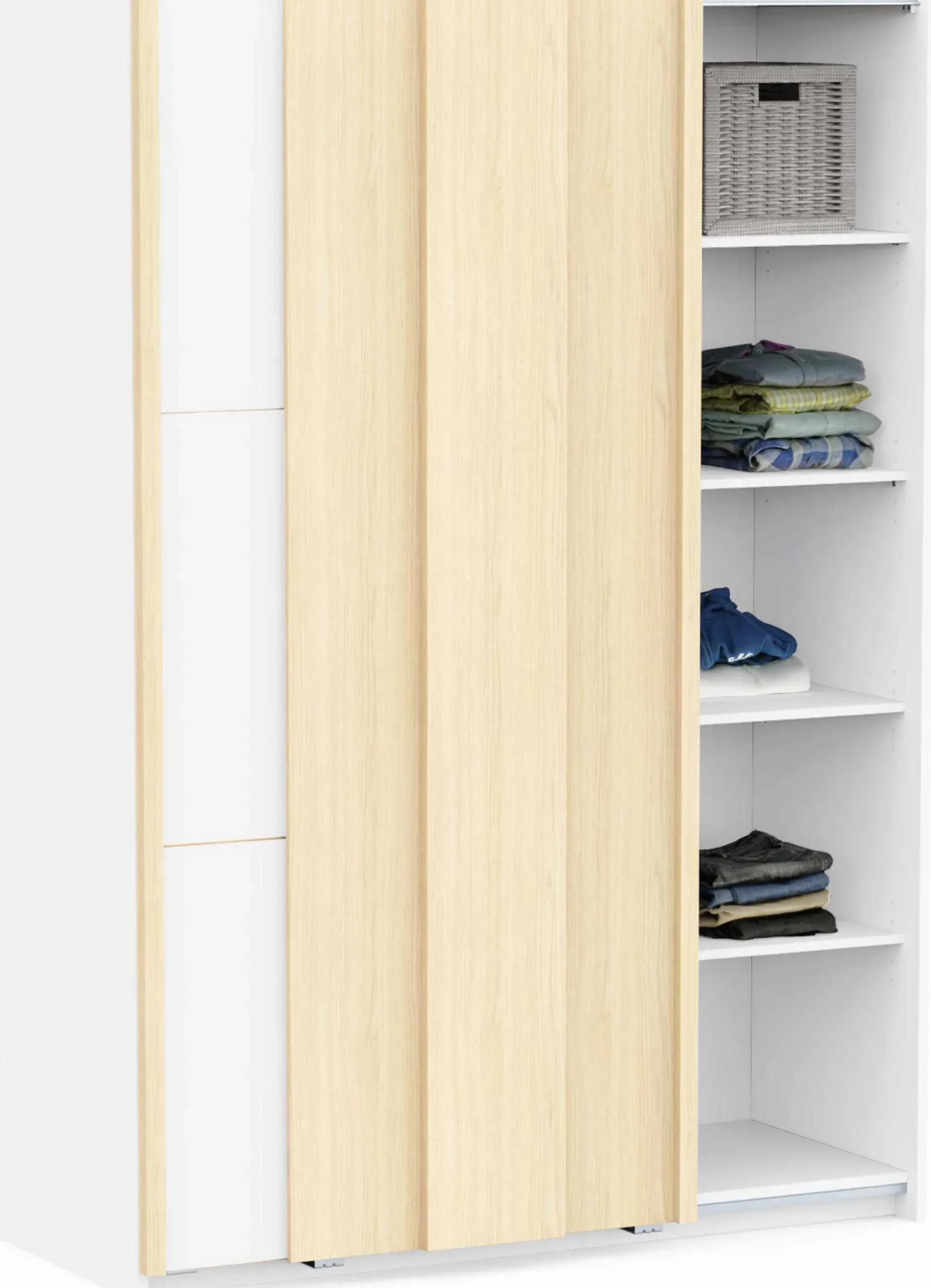 Kleiderschrank Heva - 140x64x203cm - 2 Türen - weiß/Eiche Dekor