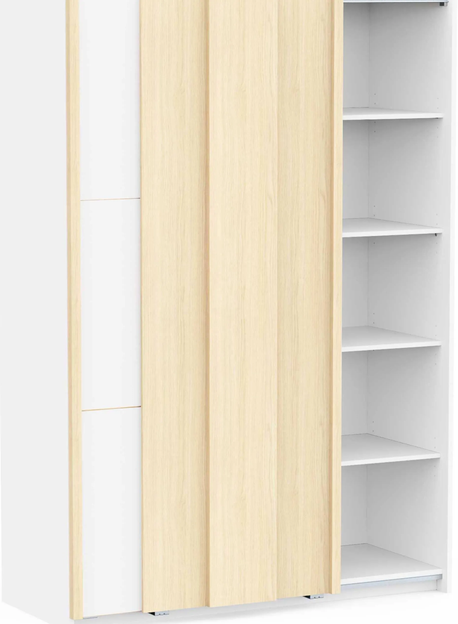 Kleiderschrank Heva - 140x64x203cm - 2 Türen - weiß/Eiche Dekor