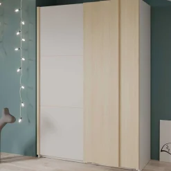 Kleiderschrank Heva - 140x64x203cm - 2 Türen - weiß/Eiche Dekor