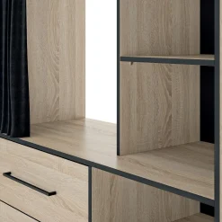 Kleiderschrank Jungo 122cm 2 Schubladen - Eiche/schwarz