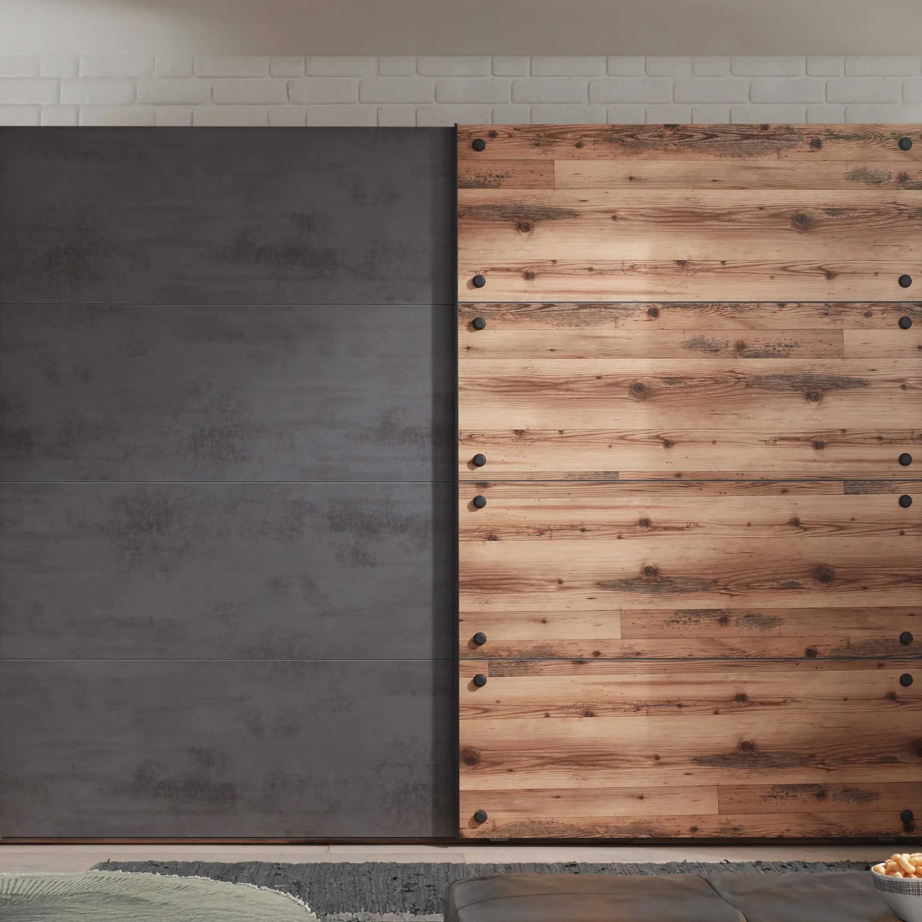 Kleiderschrank Kalas 270cm mit 2 Schiebetüren - grau/braun