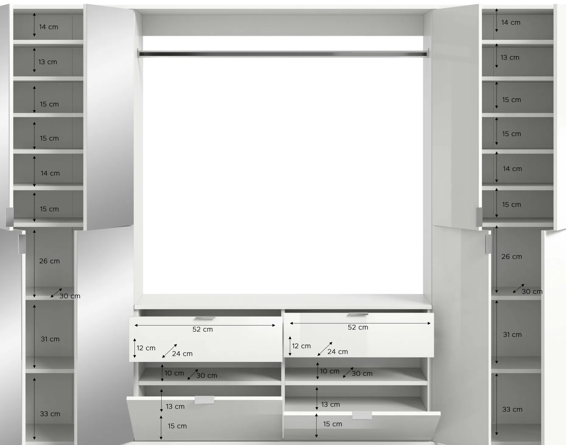 Kleiderschrank Kombination Projekt X Emob - Artisan Eiche - 243x193x34 cm - Spiegel