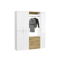 Kleiderschrank Kombination Projekt X Emob - Weiß Artisan Oak - 152x193x34 cm
