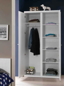 Kleiderschrank Lara 2 grifflose Türen - weiß