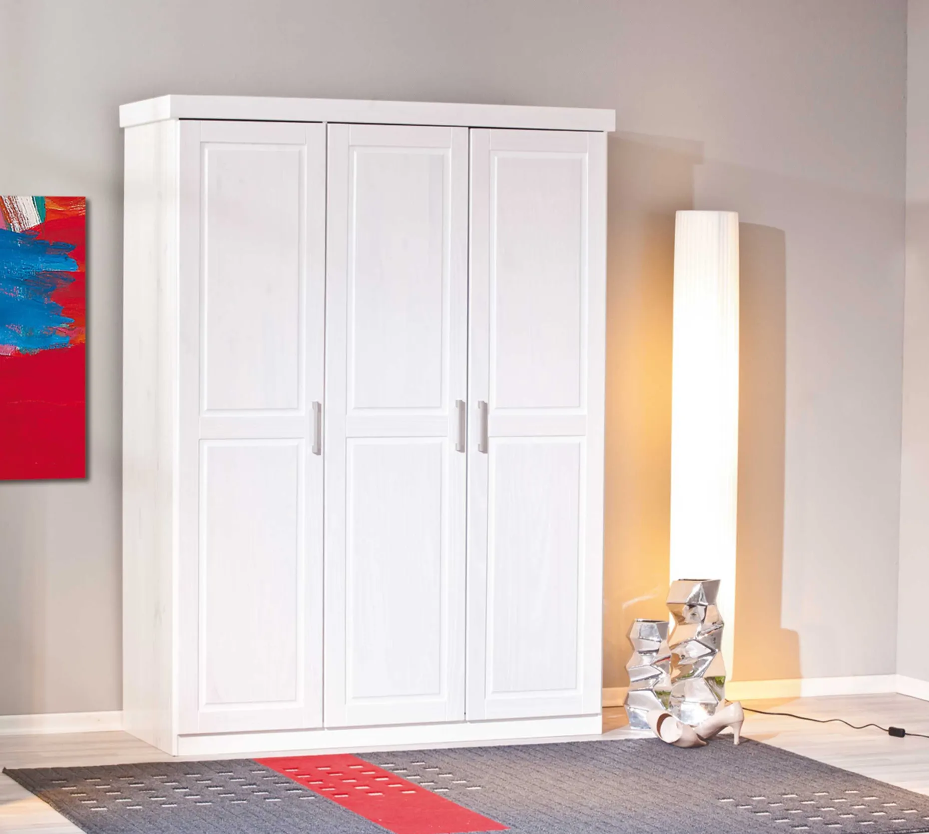 Kleiderschrank Leon mit 3 Türen - weiß