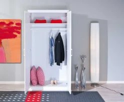 Kleiderschrank Leon mit 2 Türen - weiß