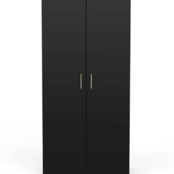 Kleiderschrank Liva 2 Drehtüren, 1 Kleiderstange und 4 Einlegeböden-Kronberg Eiche/mattschwarz