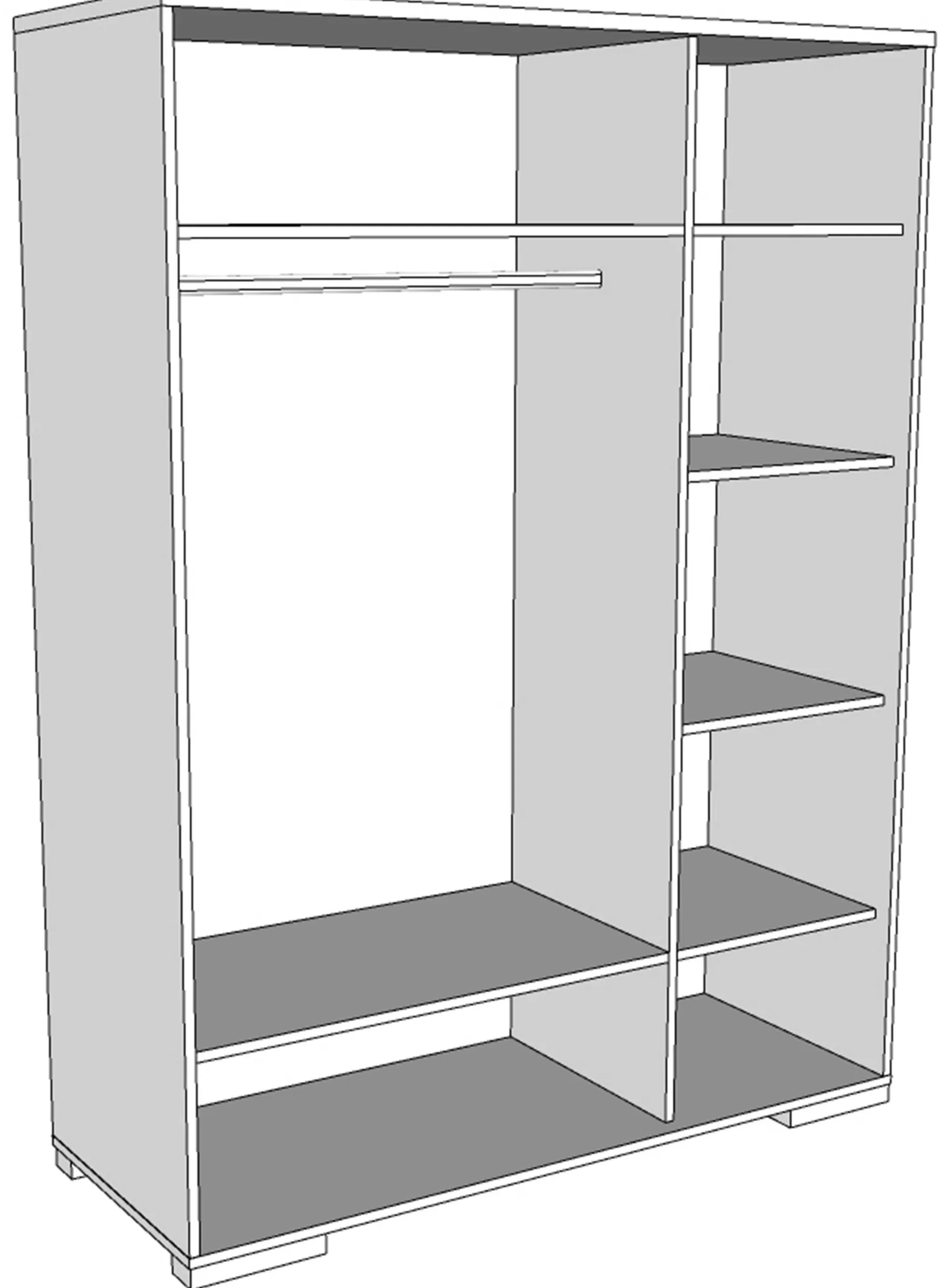 Kleiderschrank London 146cm mit 3 Türen - weiß
