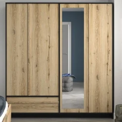 Kleiderschrank Marzano 4 Türen und 1 Schublade - Helvezia Eiche
