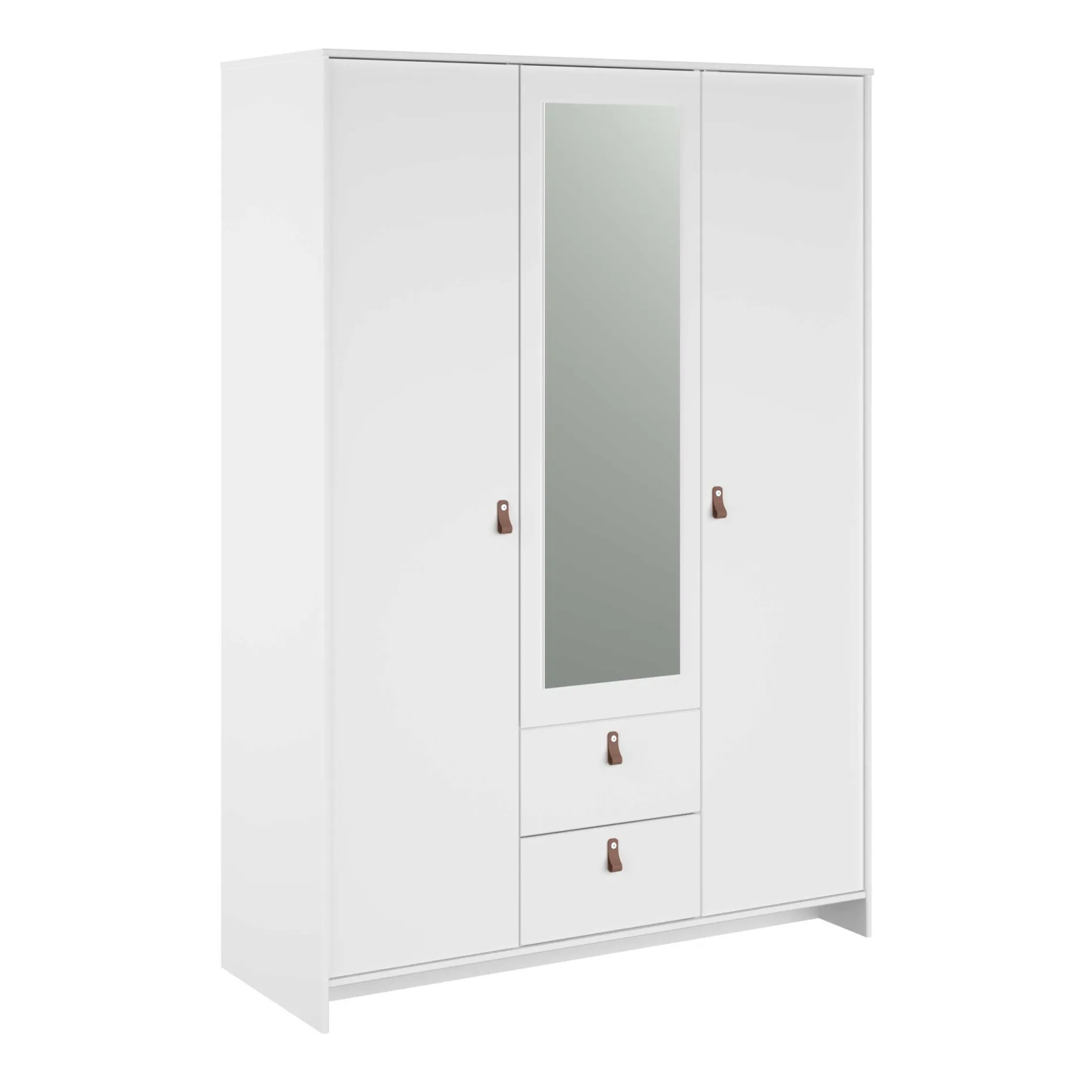Kleiderschrank Minty 137cm, 3 Türen und 2 Schubladen - weiß