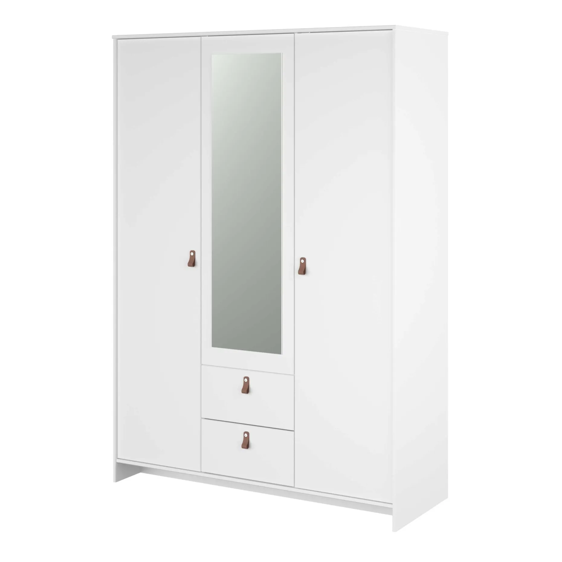 Kleiderschrank Minty 137cm, 3 Türen und 2 Schubladen - weiß