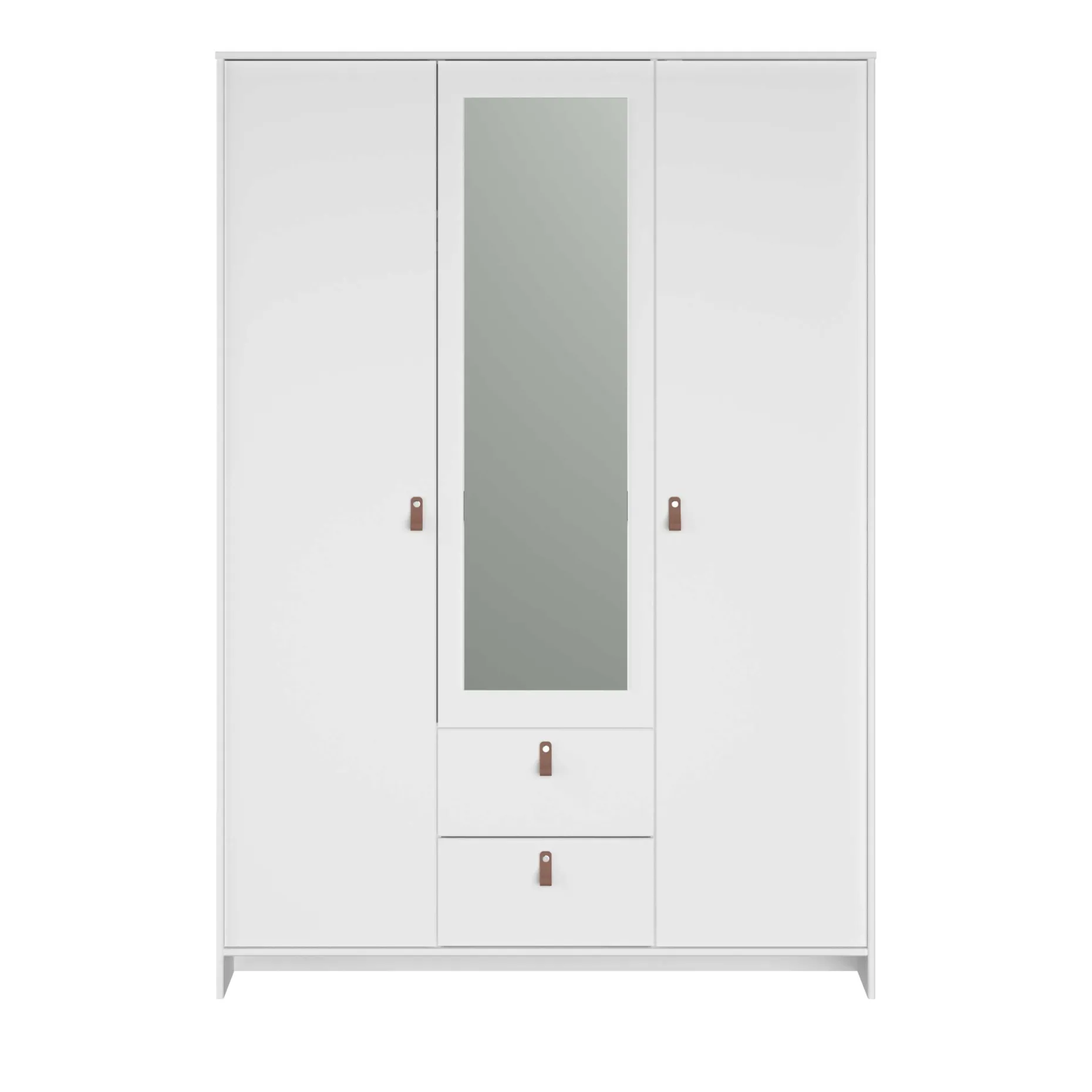 Kleiderschrank Minty 137cm, 3 Türen und 2 Schubladen - weiß