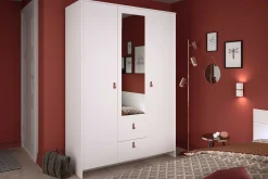 Kleiderschrank Minty 137cm, 3 Türen und 2 Schubladen - weiß