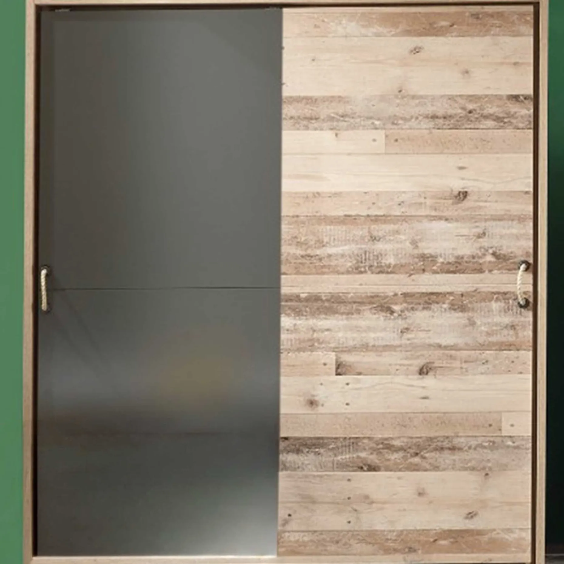 Kleiderschrank Moleskin 170cm mit 2 Schiebetüren - anthrazit/alter Stil