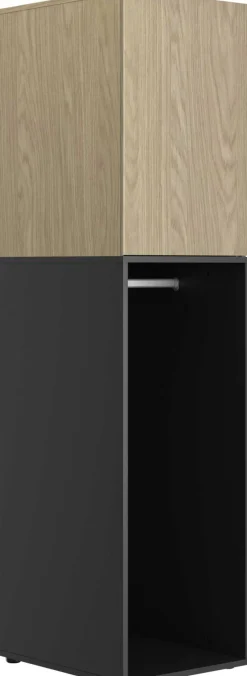 Kleiderschrank Nael - 50x60x200cm - 1 Tür und 1 Kleiderstange - Eiche Dekor/schwarz