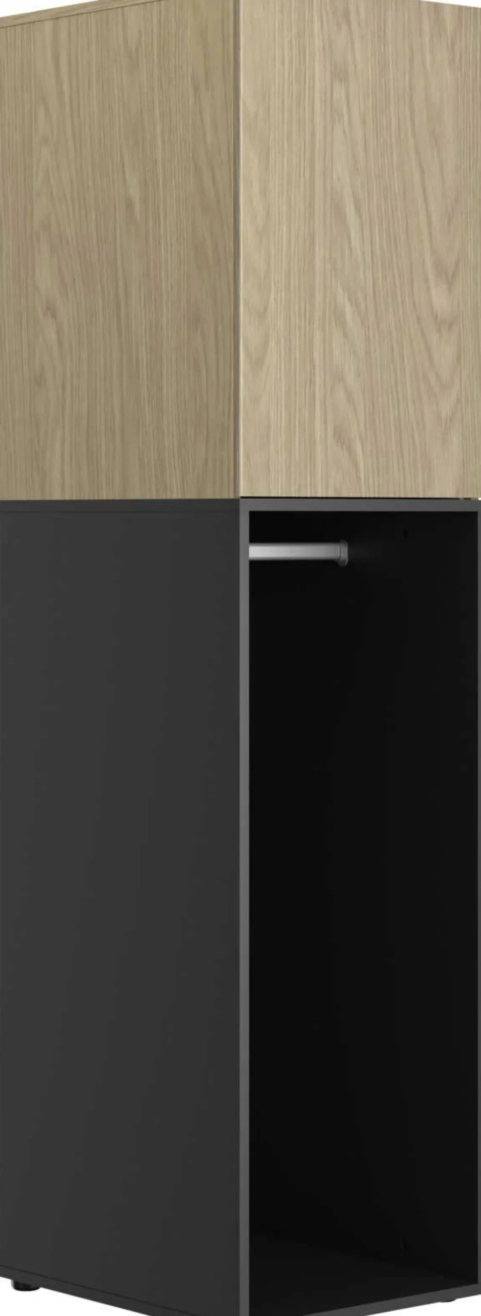 Kleiderschrank Nael - 50x60x200cm - 1 Tür und 1 Kleiderstange - Eiche Dekor/schwarz
