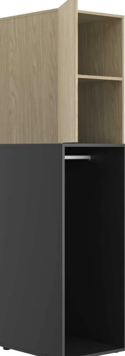 Kleiderschrank Nael - 50x60x200cm - 1 Tür und 1 Kleiderstange - Eiche Dekor/schwarz