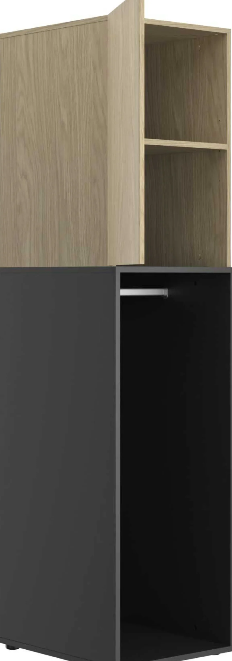 Kleiderschrank Nael - 50x60x200cm - 1 Tür und 1 Kleiderstange - Eiche Dekor/schwarz