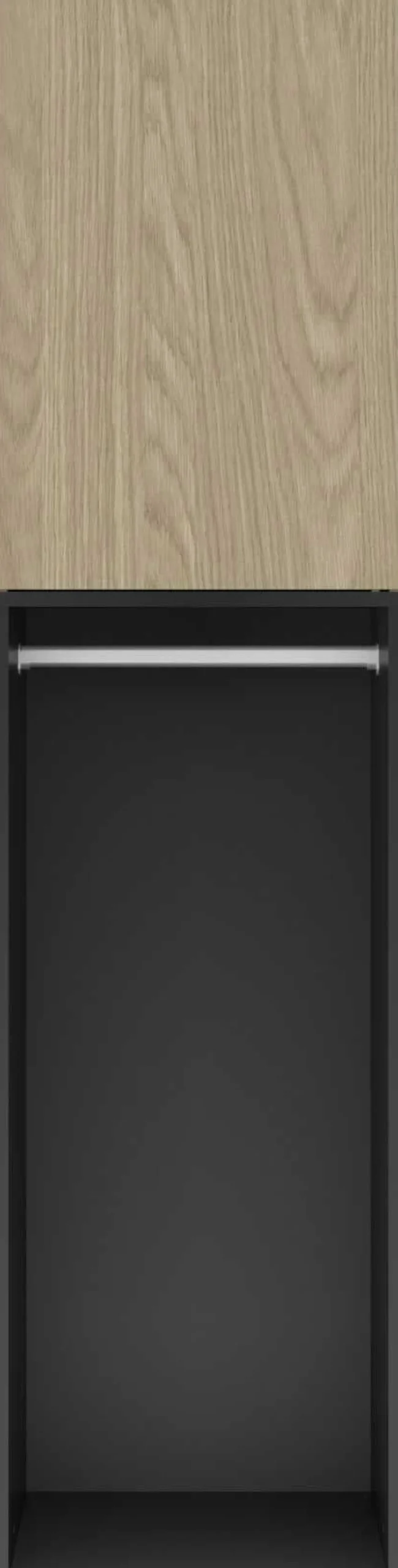 Kleiderschrank Nael - 50x60x200cm - 1 Tür und 1 Kleiderstange - Eiche Dekor/schwarz