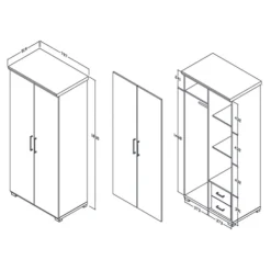Kleiderschrank Nikkie 80 cm-sonoma Eiche