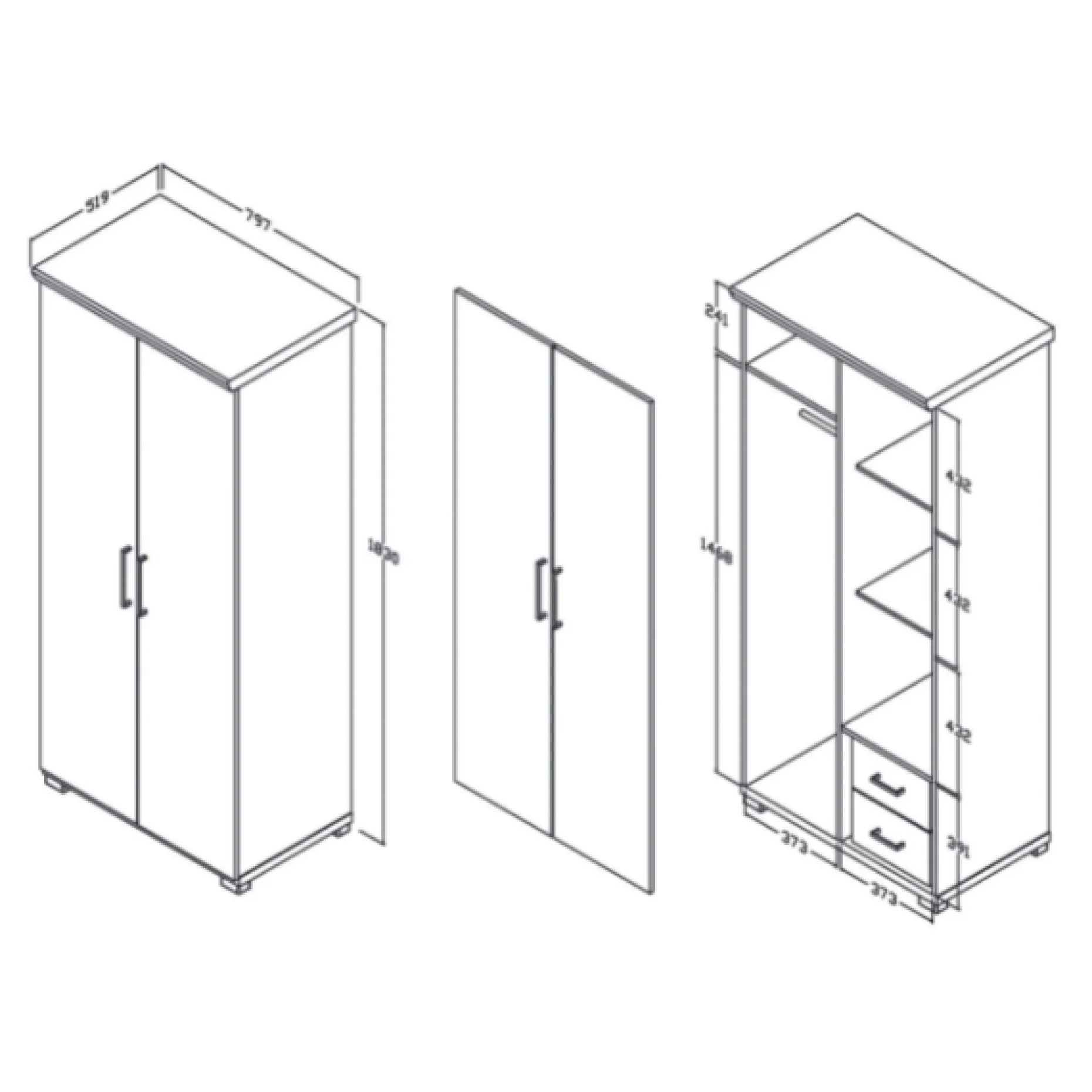Kleiderschrank Nikkie 80 cm-sonoma Eiche