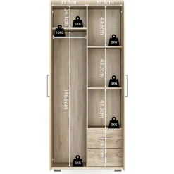 Kleiderschrank Nikkie 80 cm-sonoma Eiche