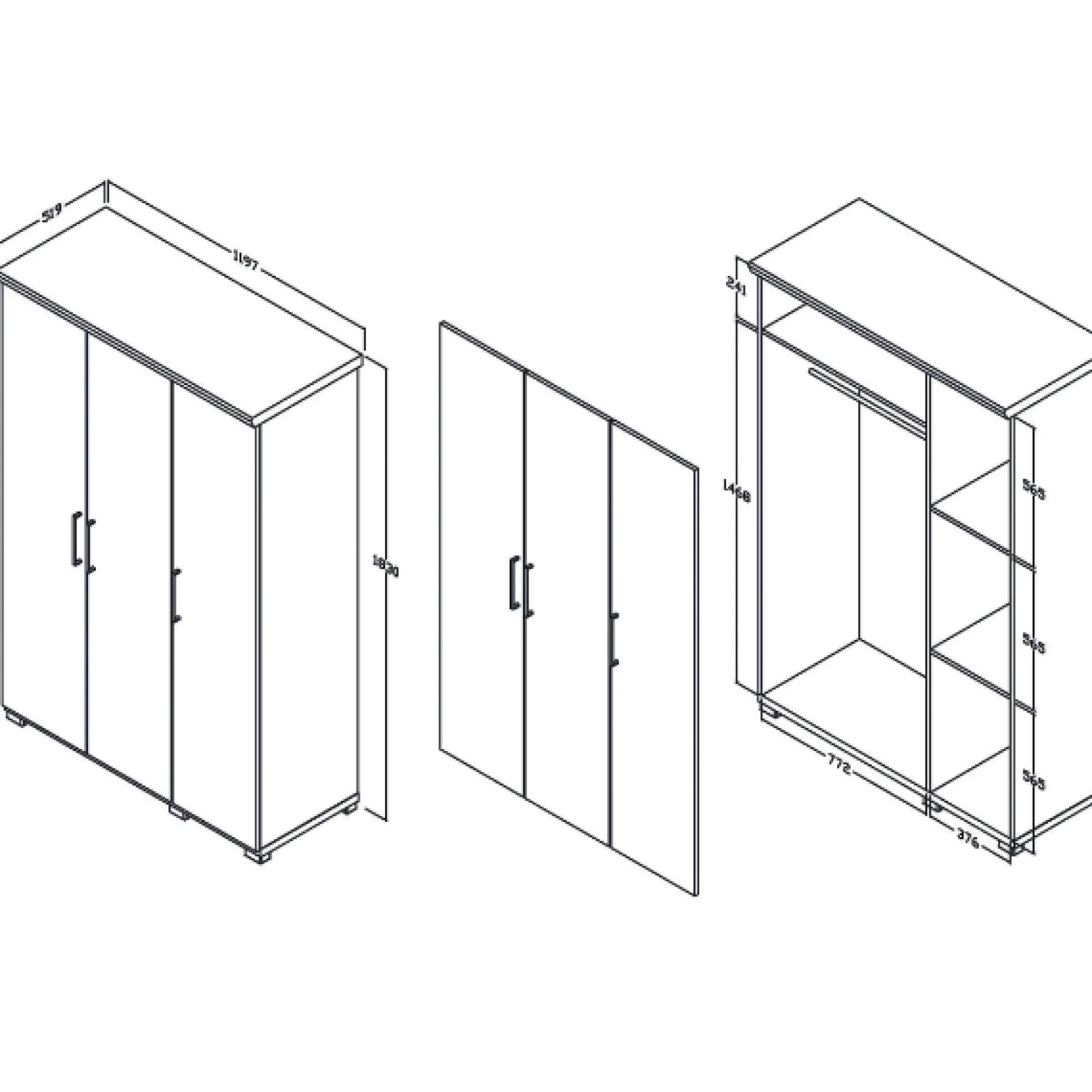 Kleiderschrank Nikkie 120 cm-sonoma Eiche