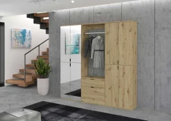Kleiderschrank Projekt X Emob - Artisan Oak - 183x193x34 cm - Spiegel