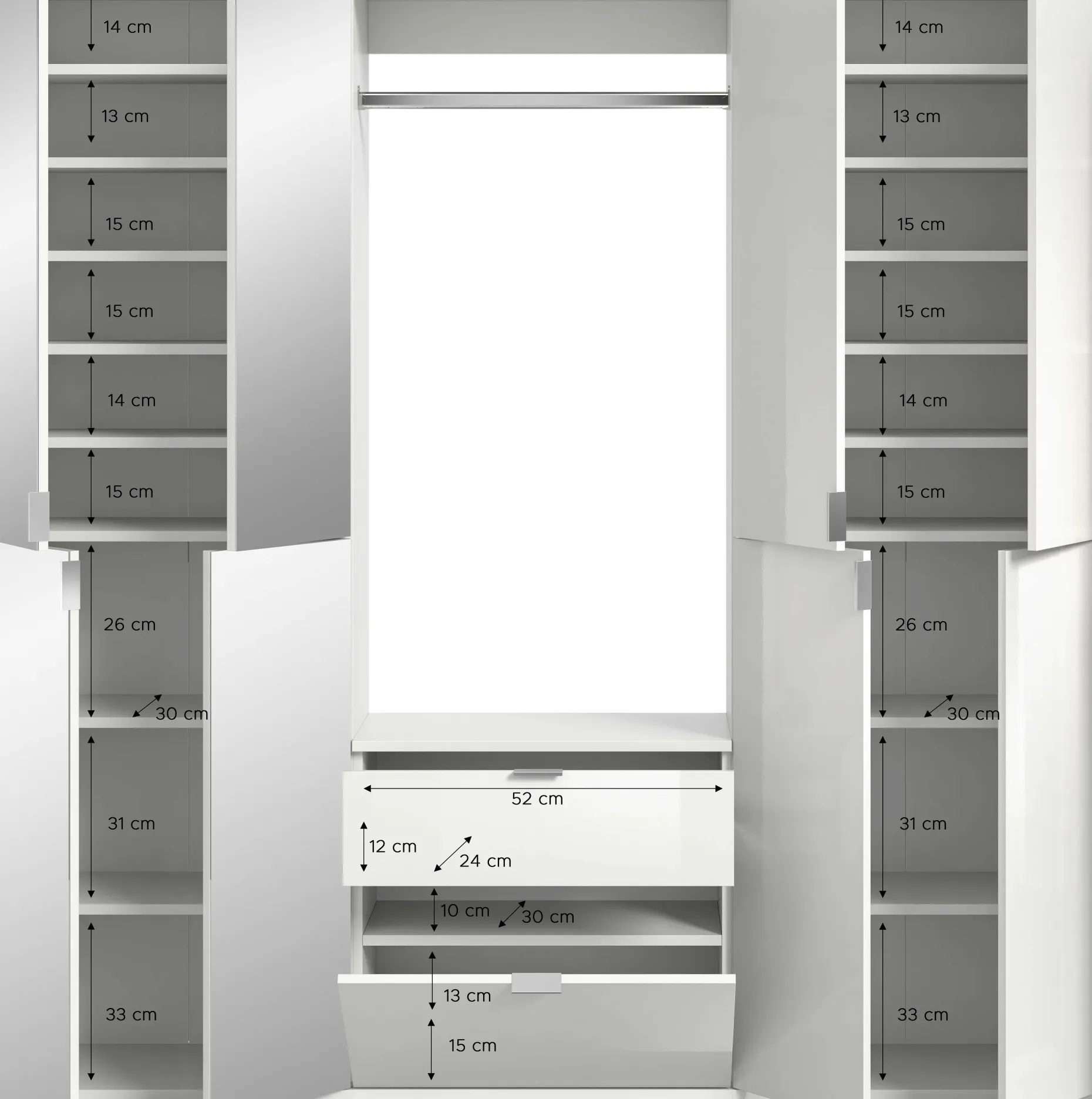 Kleiderschrank Projekt X Emob - Artisan Oak - 183x193x34 cm - Spiegel