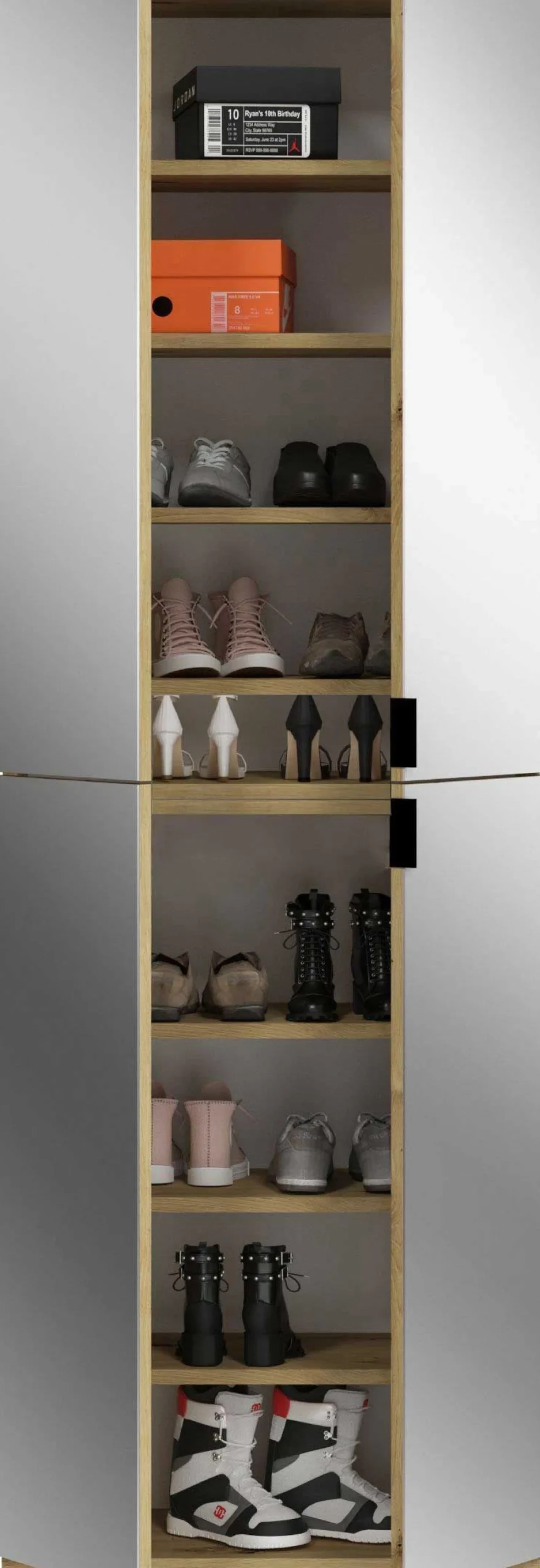 Kleiderschrank Projekt X Emob - Artisan Oak - 183x193x34 cm - Spiegel