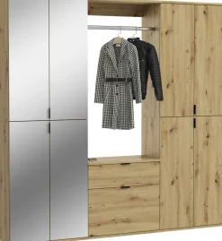 Kleiderschrank Projekt X Emob - Artisan Oak - 152x193x34 cm - Spiegel