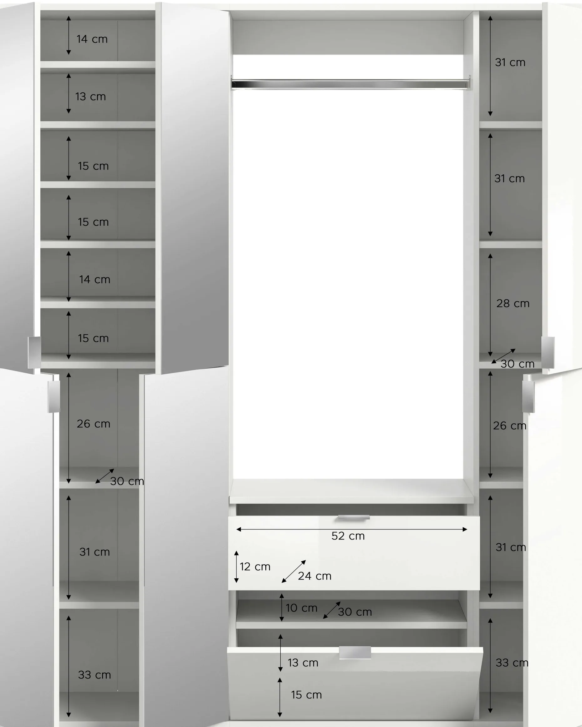 Kleiderschrank Projekt X Emob - Artisan Oak - 152x193x34 cm - Spiegel