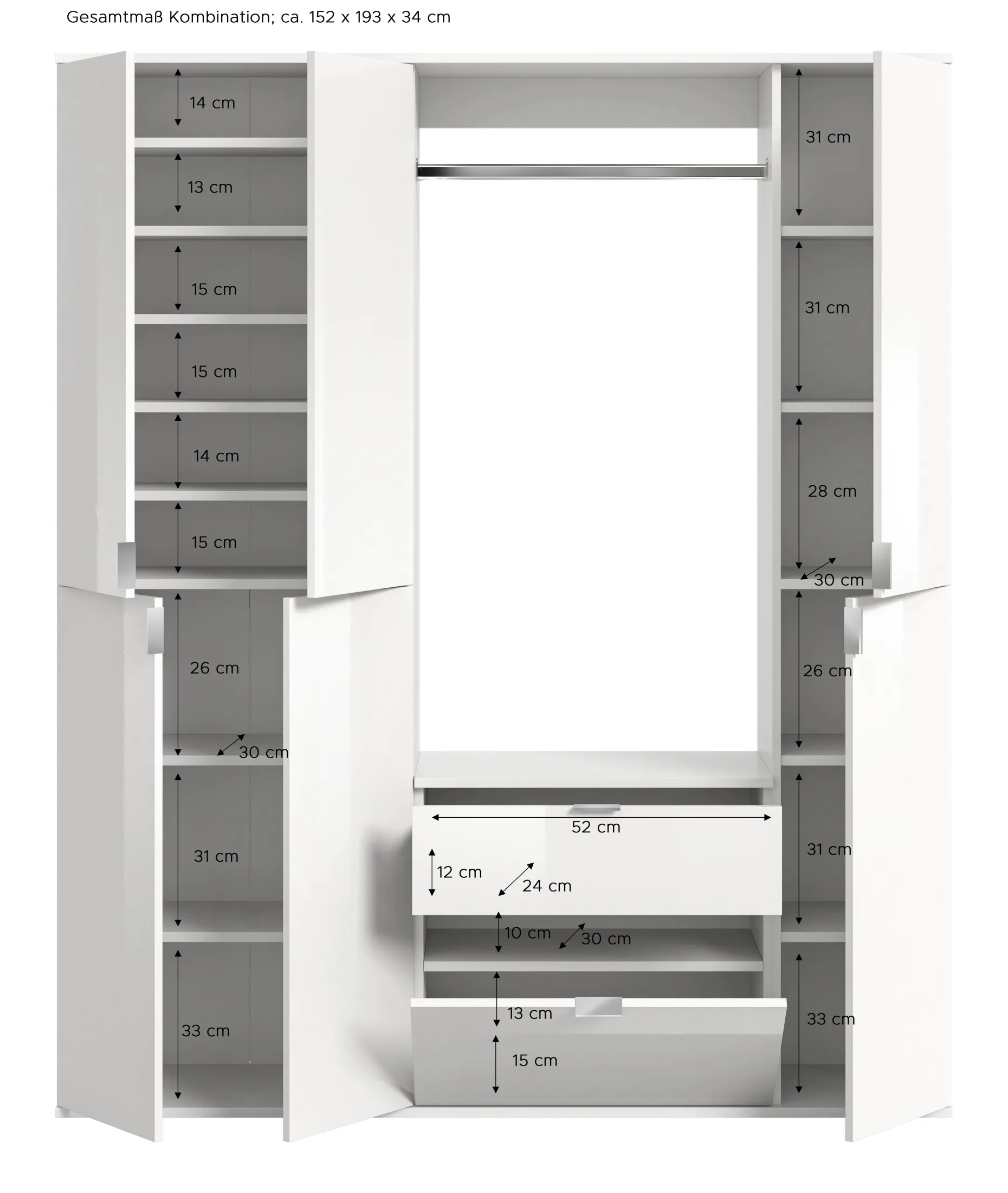 Kleiderschrank Projekt X Emob Artisan Oak 152x193x34 cm