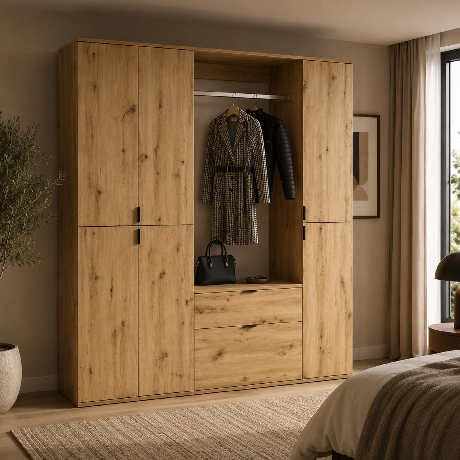 Kleiderschrank Projekt X Emob Artisan Oak 152x193x34 cm