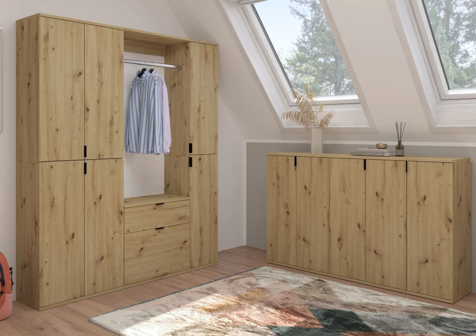 Kleiderschrank Projekt X Emob Artisan Oak 152x193x34 cm
