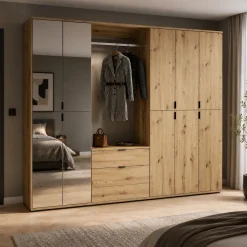 Kleiderschrank Projekt X Emob - Artisan Eiche - 213x193x34 cm - Natur