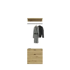 Kleiderschrank Projekt X Emob - Artisan Eiche - 213x193x34 cm - Natur