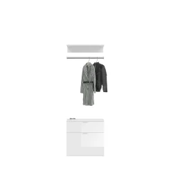 Kleiderschrank Projekt X Emob - Artisan Oak & Weiß mit Spiegel - 183x193x34 cm