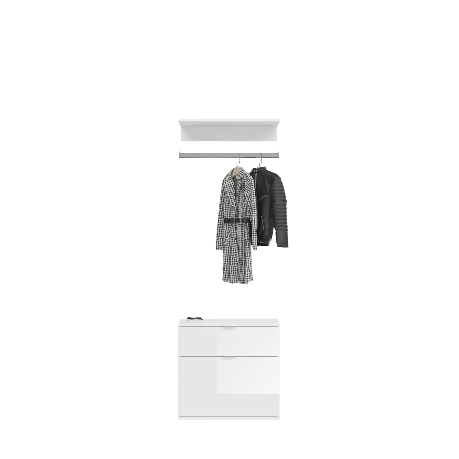 Kleiderschrank Projekt X Emob - Artisan Oak & Weiß mit Spiegel - 183x193x34 cm