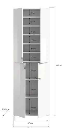 Kleiderschrank Projekt X Emob - Artisan Oak & Weiß mit Spiegel - 183x193x34 cm