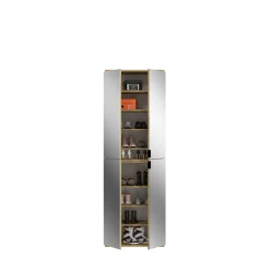 Kleiderschrank Projekt X Emob - Artisan Oak & Weiß mit Spiegel - 183x193x34 cm