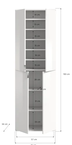 Kleiderschrank Projekt X Emob - Weiß Artisan Oak - 212x193x34 cm