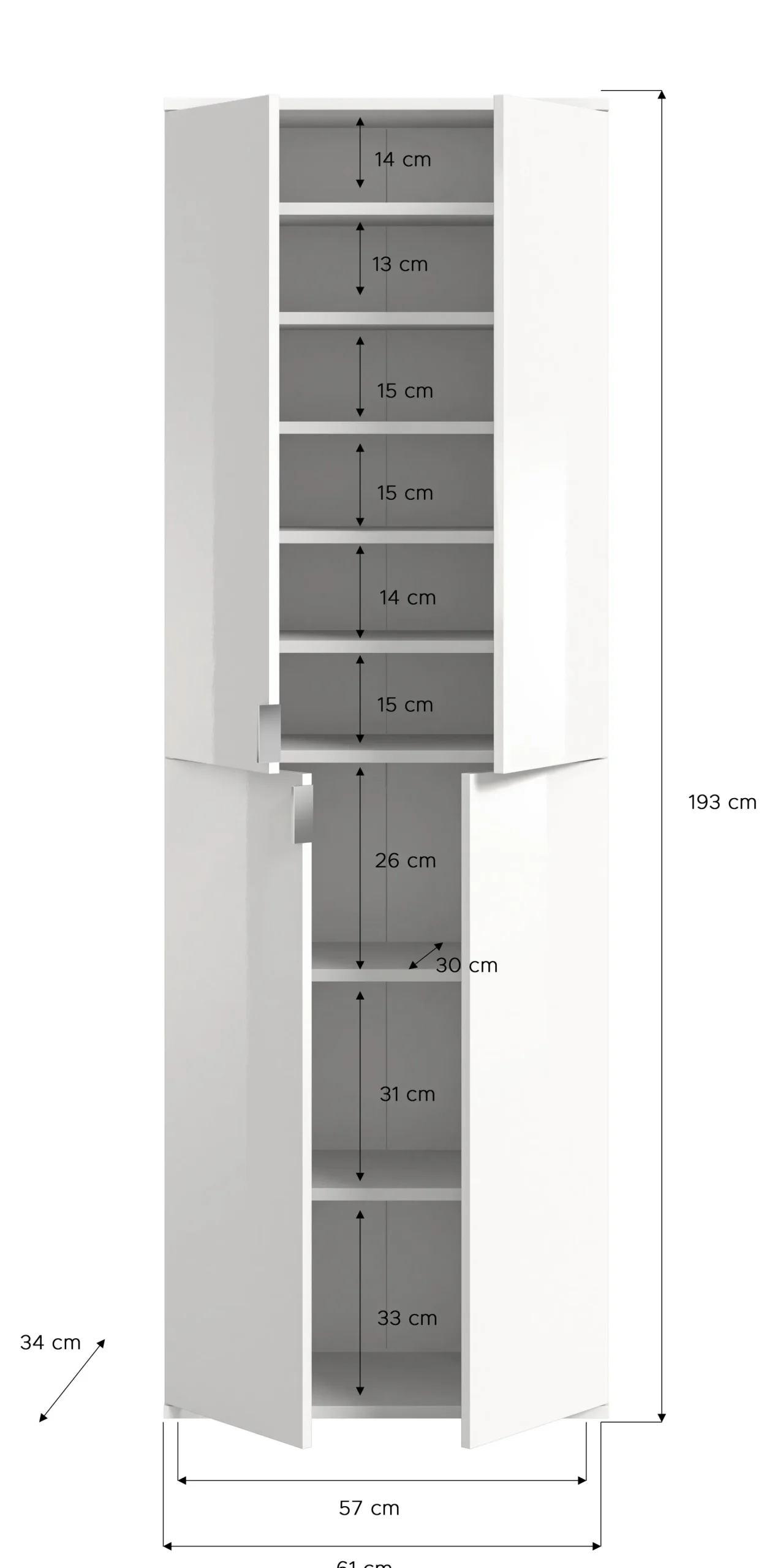 Kleiderschrank Projekt X Emob - Weiß Artisan Oak - 212x193x34 cm