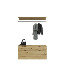 Kleiderschrank Projekt X Emob - Weiß Artisan Oak - 212x193x34 cm